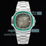 GR Copy Patek Philippe Nautilus Watch Green Diamond Grey Texture Dial New 5711 Watch